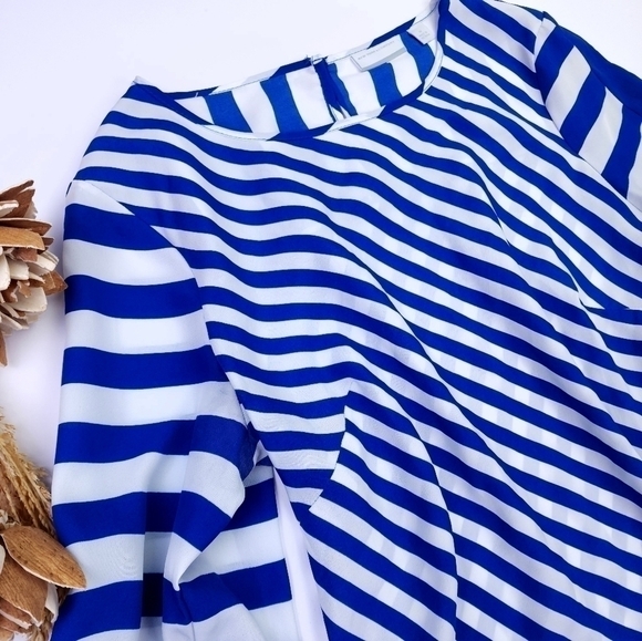 New York Co. Blue White Striped Top Sz M - Picture 7 of 11